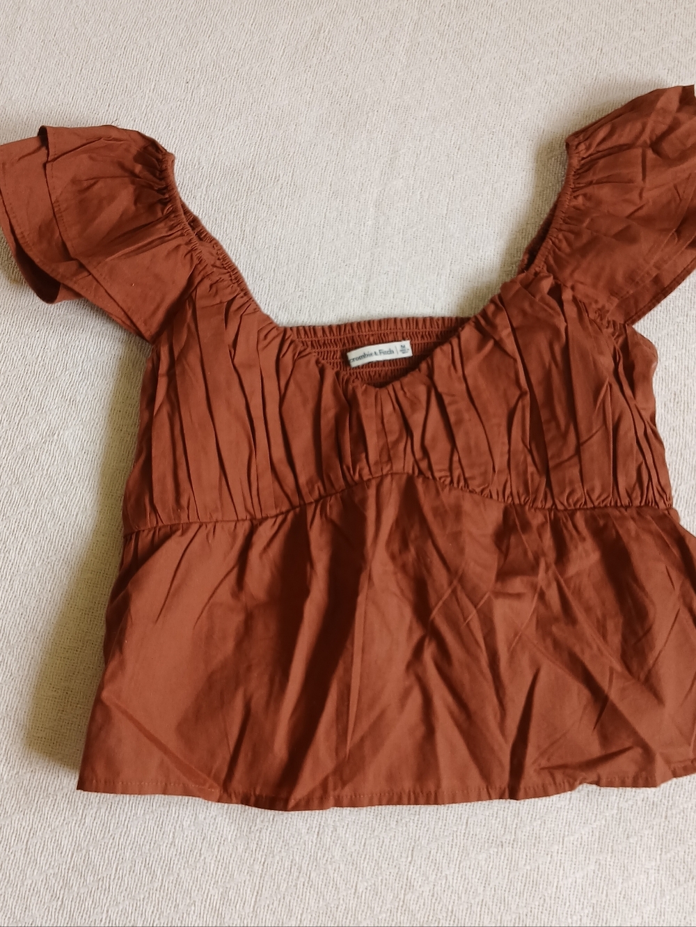 a&f ♡ cotton poplin ruffle top medium milkmaid earty rustic peasant fairy festiv